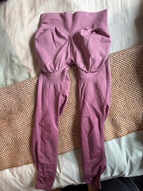 BuffBunny Ribbed High-Rise Leggings in Mauve Pink